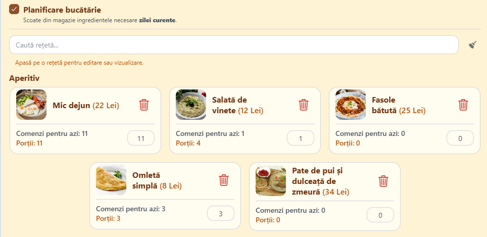 Aplicația pentru restaurant: Planificarea bucătăriei